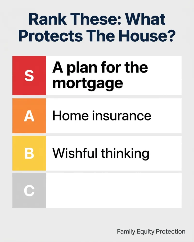 Mortgage protection ad: rank these, what protects the house